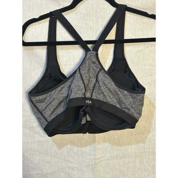 Victoria's Secret VSX Sport Zip Front Sports Bra High Impact Gray 38D - Picture 2 of 7